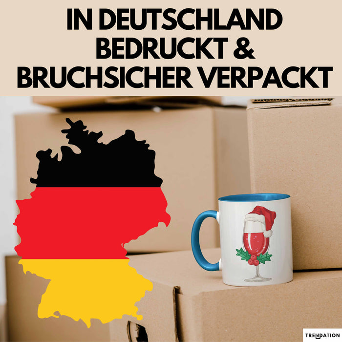 Weihnachten Weinglas Tasse Geschenk Weihnachtliche Grafik Kaffee-Becher Blau Trendation