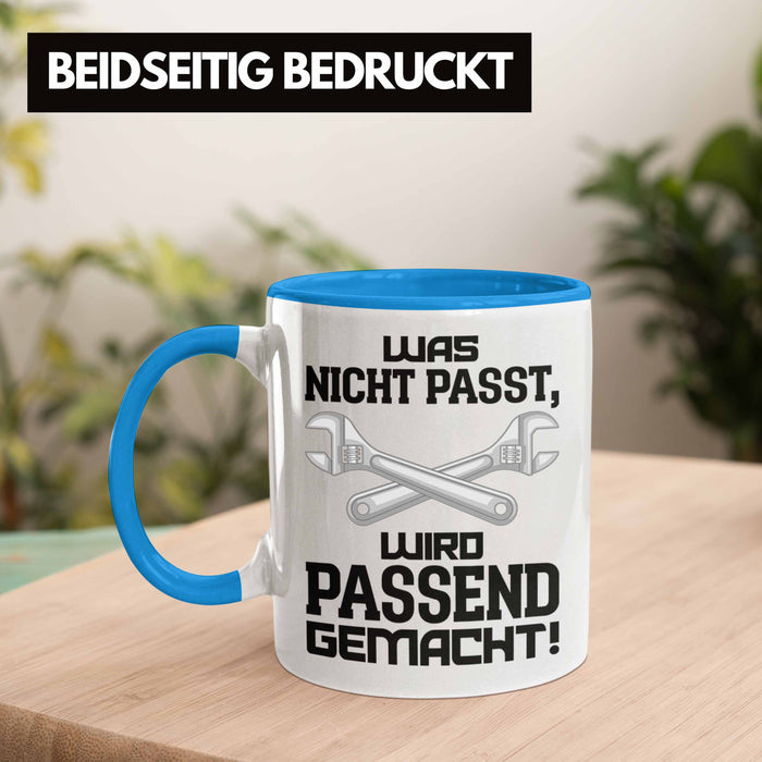Trendation - Handwerker Tasse mit Spruch Geschenke für Handwerk Kaffeebecher KFZ Mechaniker Mechatroniker Blau Trendation