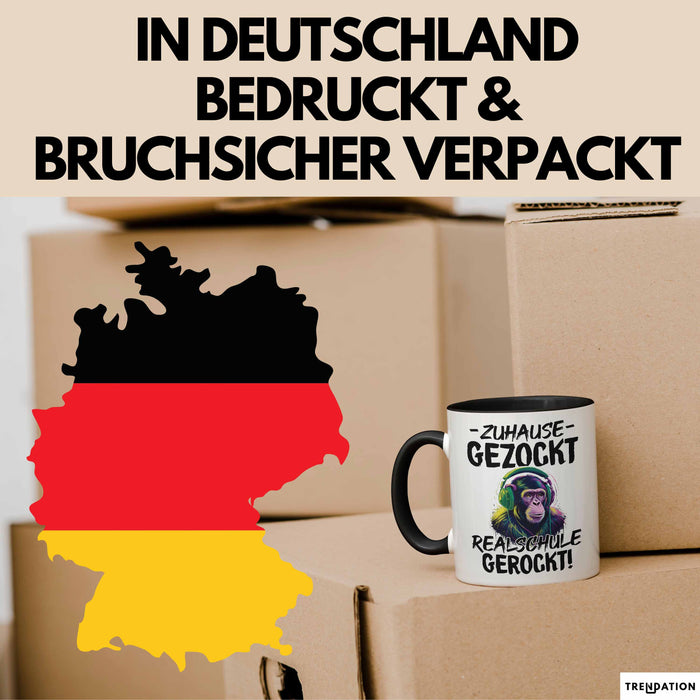 Realschule Bestanden Fachabitur Prüfung Zocker Tasse Geschenk Zuhause Gezockt Realschule Gerockt Kaffee-Becher Trendation