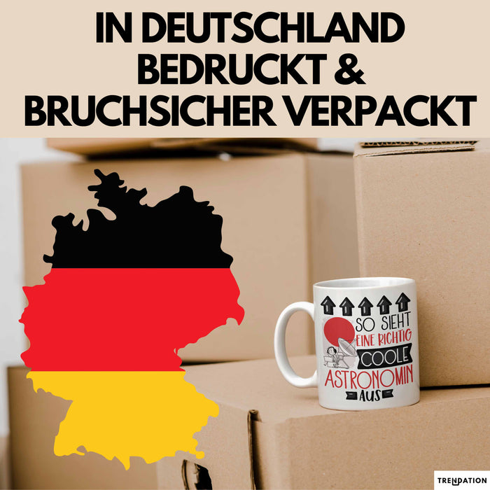 Astronomin Geschenk Tasse Geschenkidee für Astronomin Geburtstag Weihnachten Spruch So Sieht Eine Richtig Coole Astronomin Aus Kaffee-Becher Weiß Trendation
