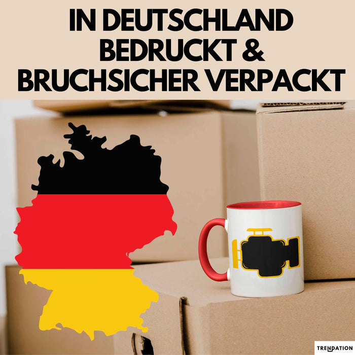 Motorkontrollleuchte Tasse Geschenk Lustige Geschenkidee Rot Trendation