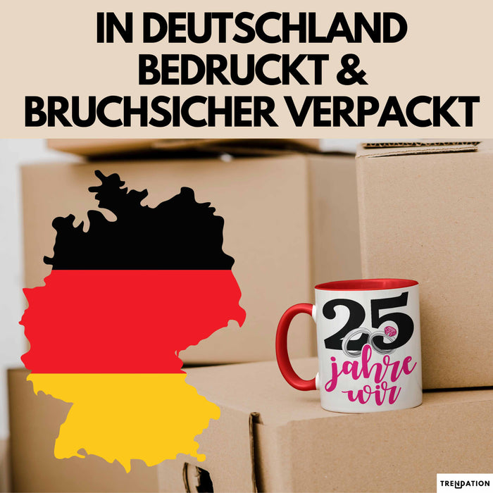 Silberhochzeit 25 Jahre Tasse Geschenk Hochzeitstag Wir Silberhochzeit Spruch Rot Trendation