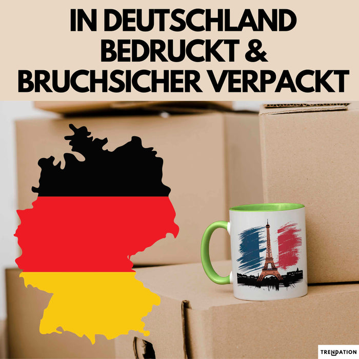 Frankreich Flagge Paris Eiffelturm Tasse Geschenk Lustige Geschenkidee Spruch Grün Trendation