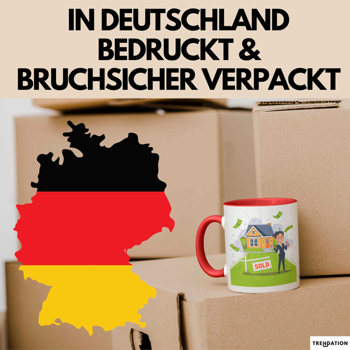 Immobilienmakler Tasse Geschenk Lustige Geschenkidee Spruch Für Haus Verkäufer Rot Trendation