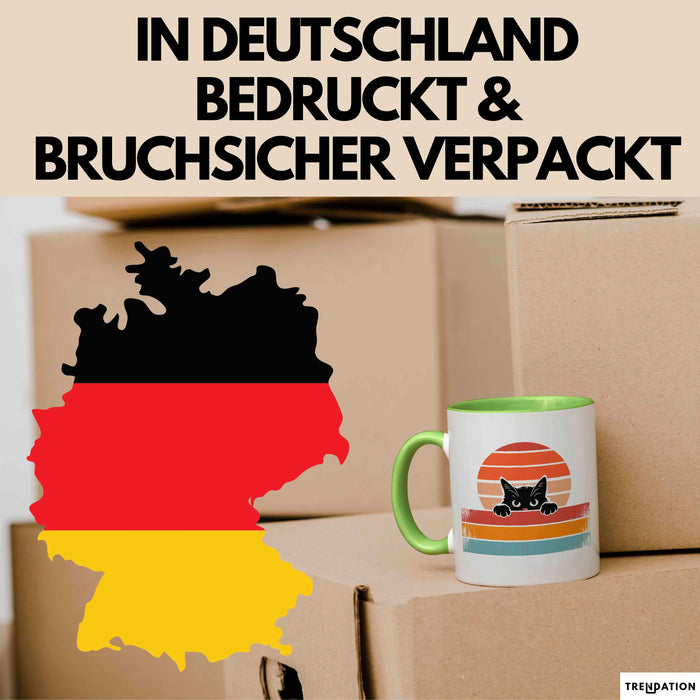 Katzen Tierliebhaber Vintage Tasse Geschenk Lustige Geschenkidee Spruch Grün Trendation