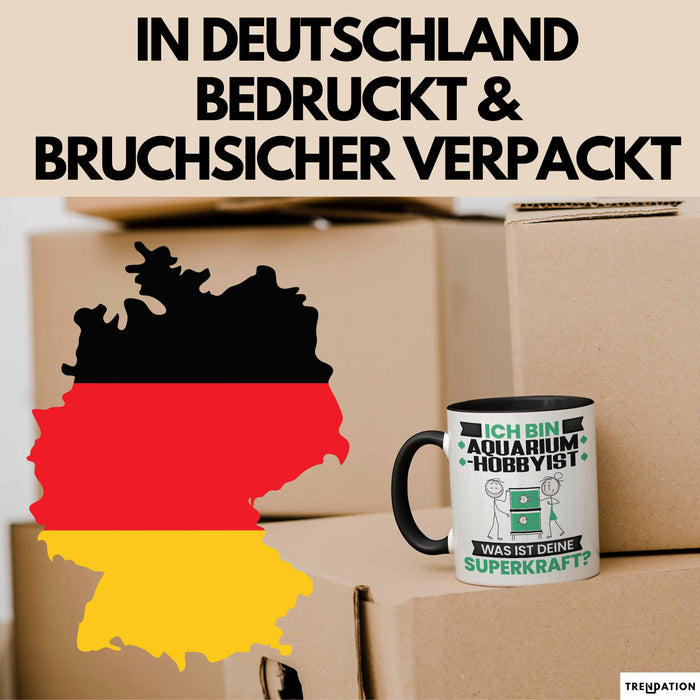 Aquarium-Hobbyist Tasse Geschenk für Aquarium-Hobbyist Geburtstag Lustiger Spruch Kaffee-Becher Was Ist Deine Superkraft Schwarz Trendation