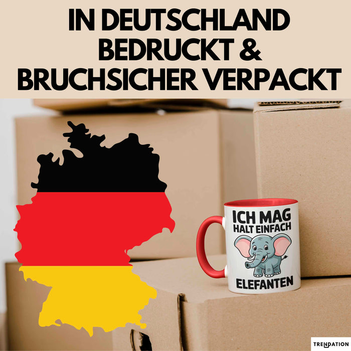 Elefant Tier Tasse Geschenk Lustige Geschenkidee Spruch Ich Mag Halt Einfach Elefanten Rot Trendation