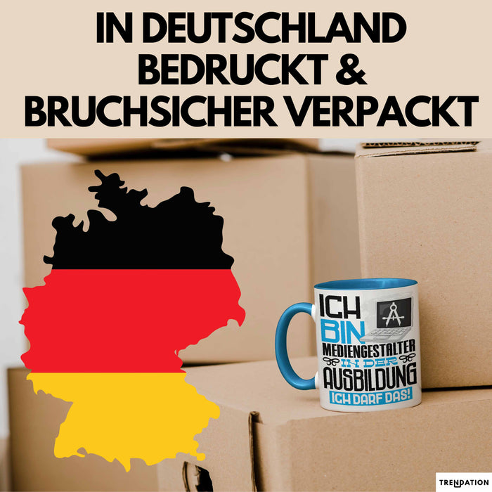 Mediengestalter Ausbildung Tasse Geschenk Ich Bin Mediengestalter In Der Ausbildung Ich Darf Das Geschenkidee Spruch Blau Trendation