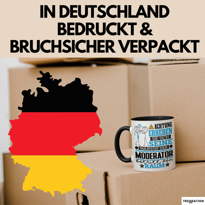 Moderator Geschenk Tasse Lustiger Spruch Erheben Sie Sich Der Moderator Betritt den Raum Schwarz Trendation
