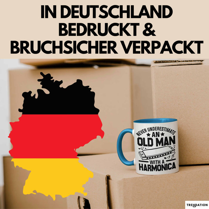 Mundharmonika Tasse Geschenk Vintage Retro Mundharmonika Spieler Geschenk Blau Trendation