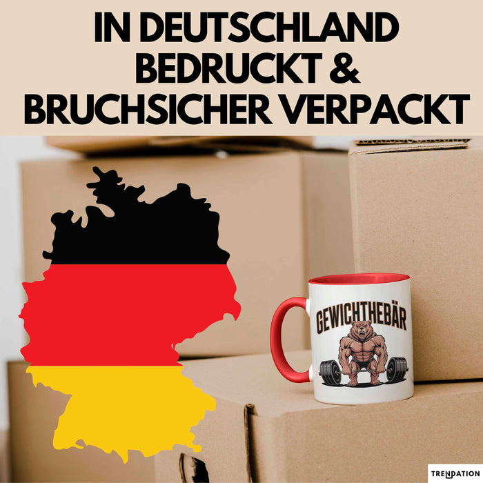 Gewichthebender Bär Tasse Geschenk Lustige Geschenkidee Spruch Gewichthebär Rot Trendation
