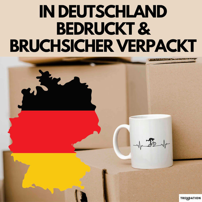 Fahrradfahren Tasse Geschenk Fahrradfahrer Herzschlag Biker Geschenkidee Lustig Weiß Trendation