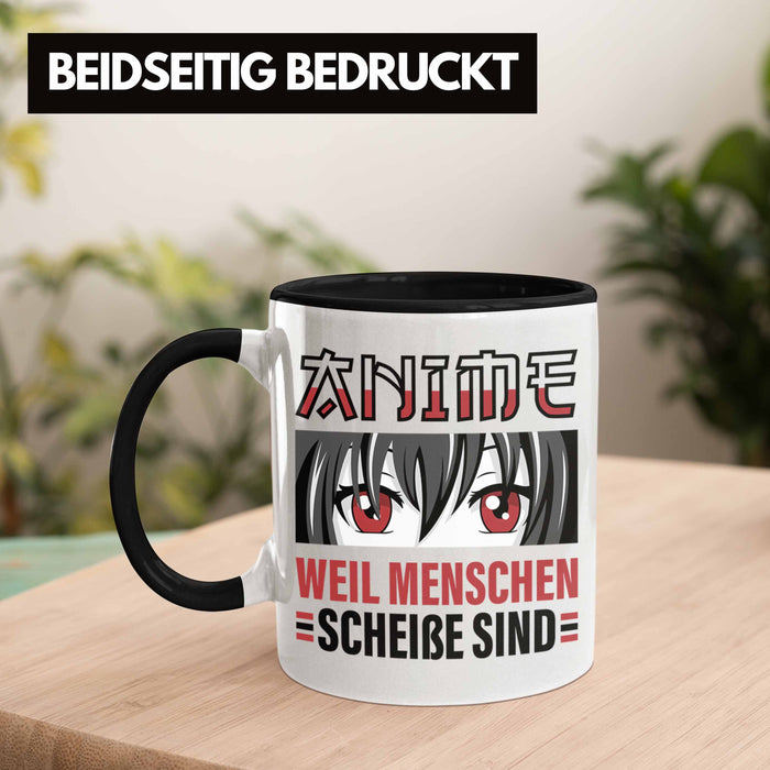 TRENDATION Anime Tasse Geschenk Spruch Kaffeetasse Schwarz Trendation
