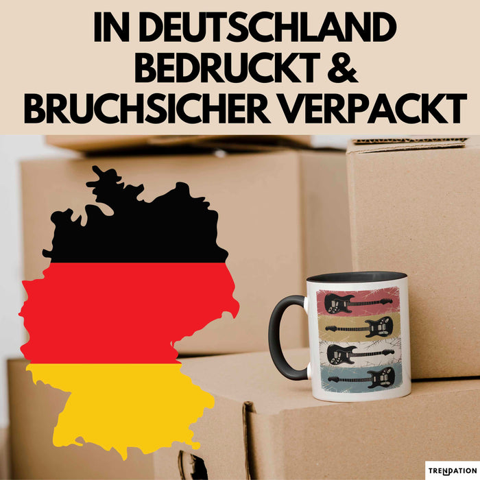 Gitarre Musik Retro Musiker Gitarrist Tasse Geschenk Lustige Geschenkidee Spruch Schwarz Trendation