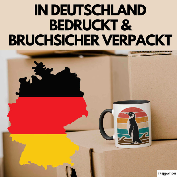 Retro Pinguin Tier Tasse Geschenk Lustige Geschenkidee Spruch Schwarz Trendation