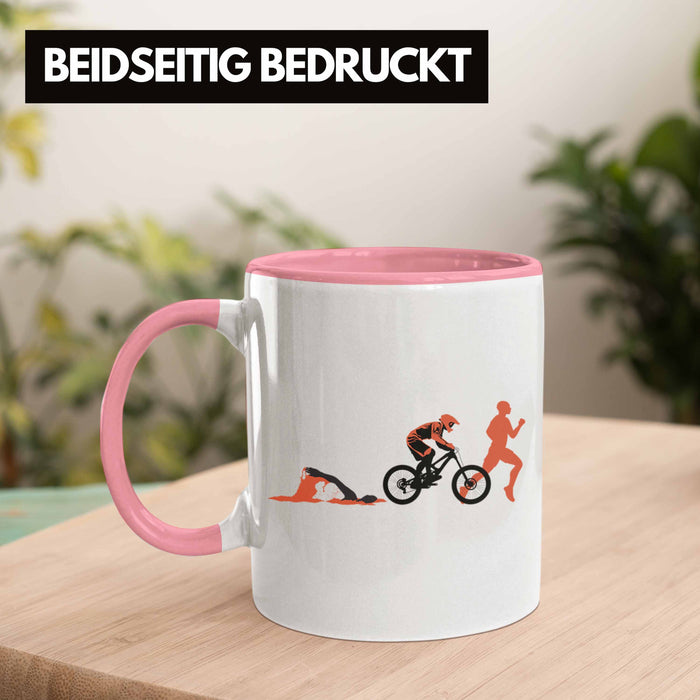 Triathlon Swim Bike Run Triathlet Tasse Geschenk Schwimmen Fahrrad Rennen Rosa Trendation