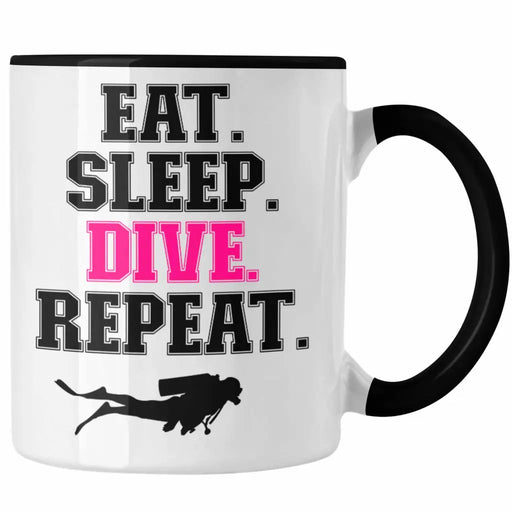 Taucher Tasse Geschenk Kaffeetasse Tauchen Geschenkidee Männer Eat Sleep Tauchen Grafik Tauchlehrer Tauchsportler Becher Trendation
