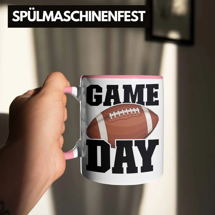 Trendation - American Football Tasse Geschenk Football-Spieler Geschenkidee Game Day Rosa Trendation