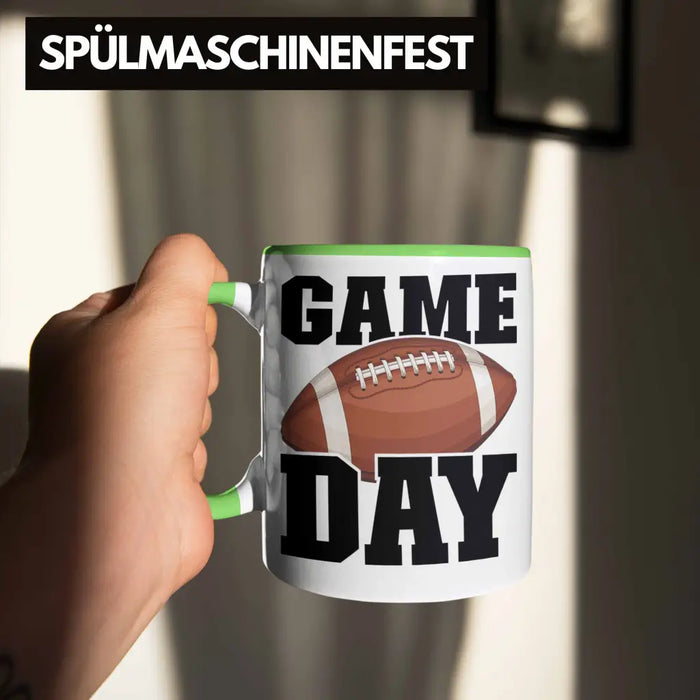 Trendation - American Football Tasse Geschenk Football-Spieler Geschenkidee Game Day Grün Trendation