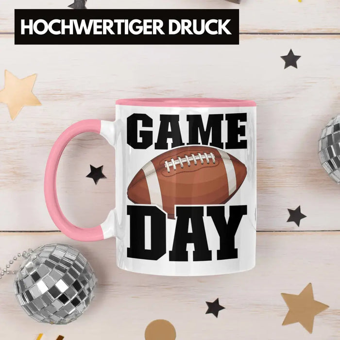 Trendation - American Football Tasse Geschenk Football-Spieler Geschenkidee Game Day Rosa Trendation