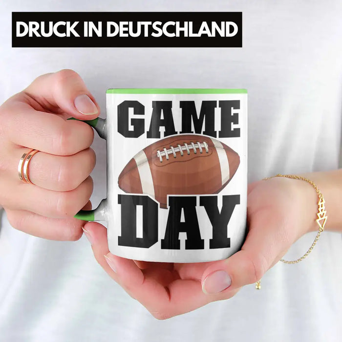 Trendation - American Football Tasse Geschenk Football-Spieler Geschenkidee Game Day Grün Trendation