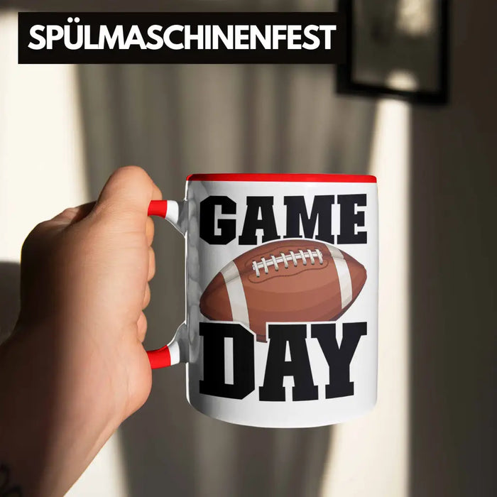 Trendation - American Football Tasse Geschenk Football-Spieler Geschenkidee Game Day Rot Trendation