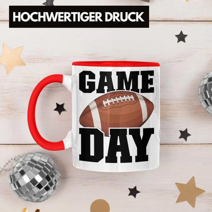 Trendation - American Football Tasse Geschenk Football-Spieler Geschenkidee Game Day Rot Trendation