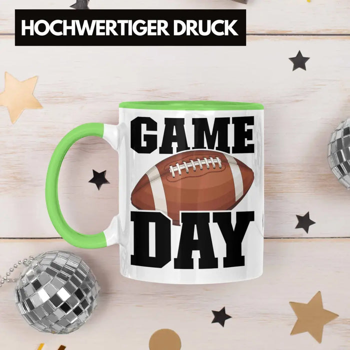 Trendation - American Football Tasse Geschenk Football-Spieler Geschenkidee Game Day Grün Trendation