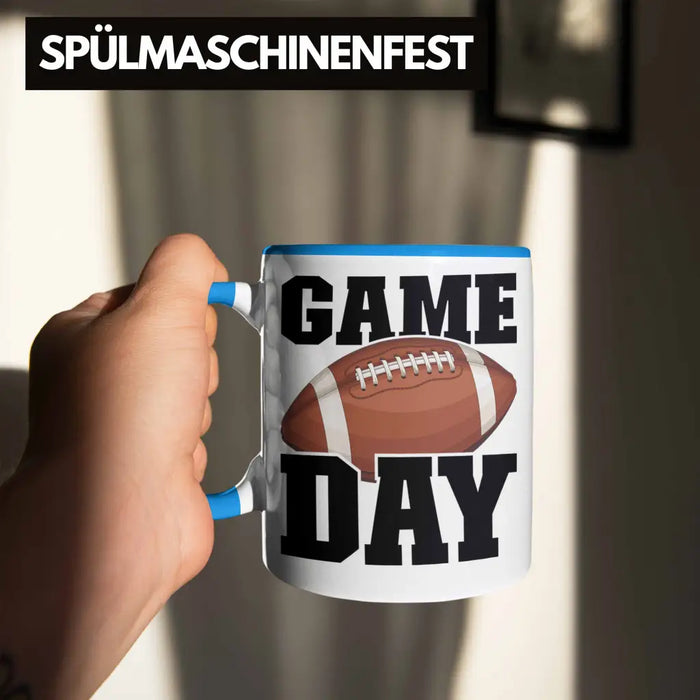 Trendation - American Football Tasse Geschenk Football-Spieler Geschenkidee Game Day Blau Trendation