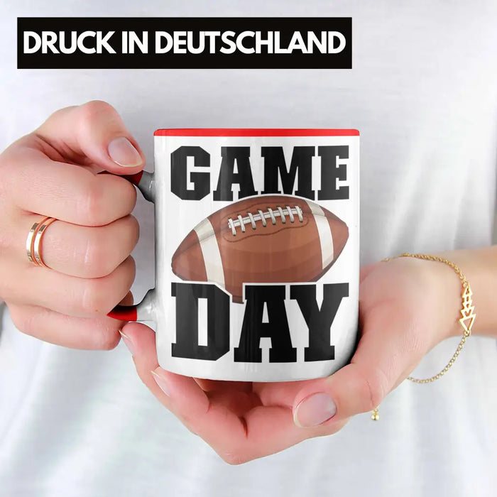 Trendation - American Football Tasse Geschenk Football-Spieler Geschenkidee Game Day Rot Trendation