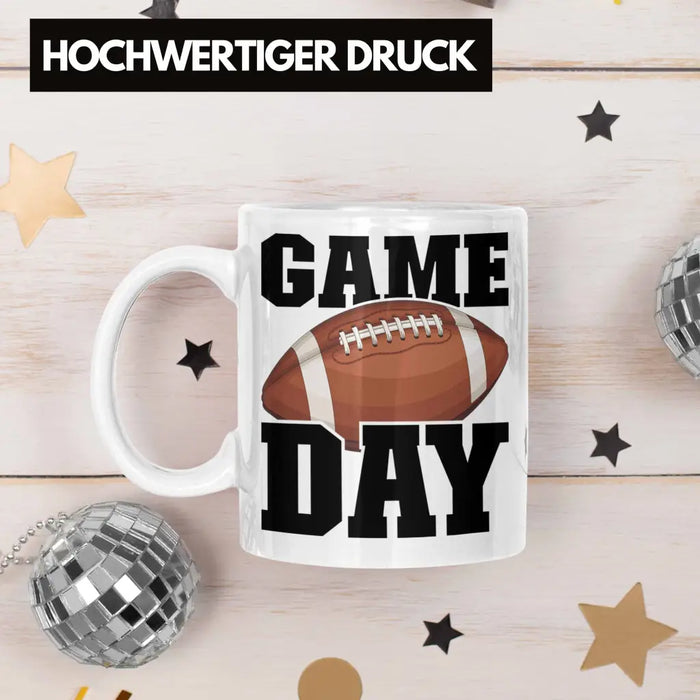 Trendation - American Football Tasse Geschenk Football-Spieler Geschenkidee Game Day Weiß Trendation