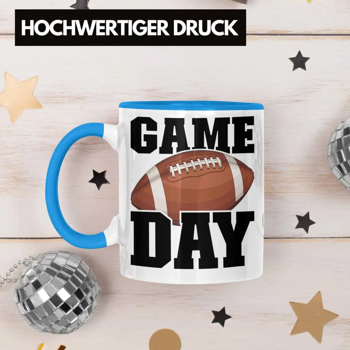 Trendation - American Football Tasse Geschenk Football-Spieler Geschenkidee Game Day Blau Trendation