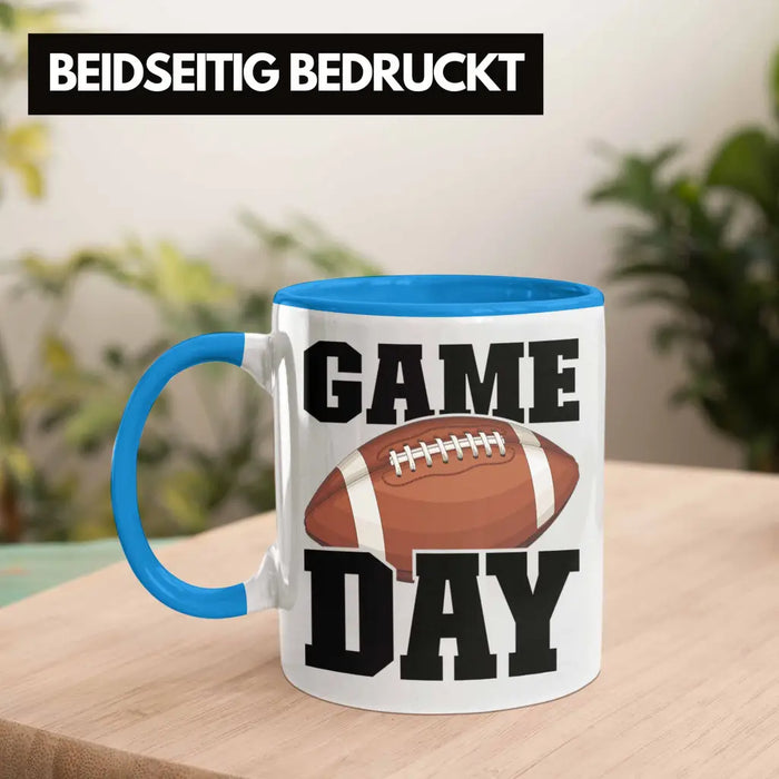 Trendation - American Football Tasse Geschenk Football-Spieler Geschenkidee Game Day Blau Trendation