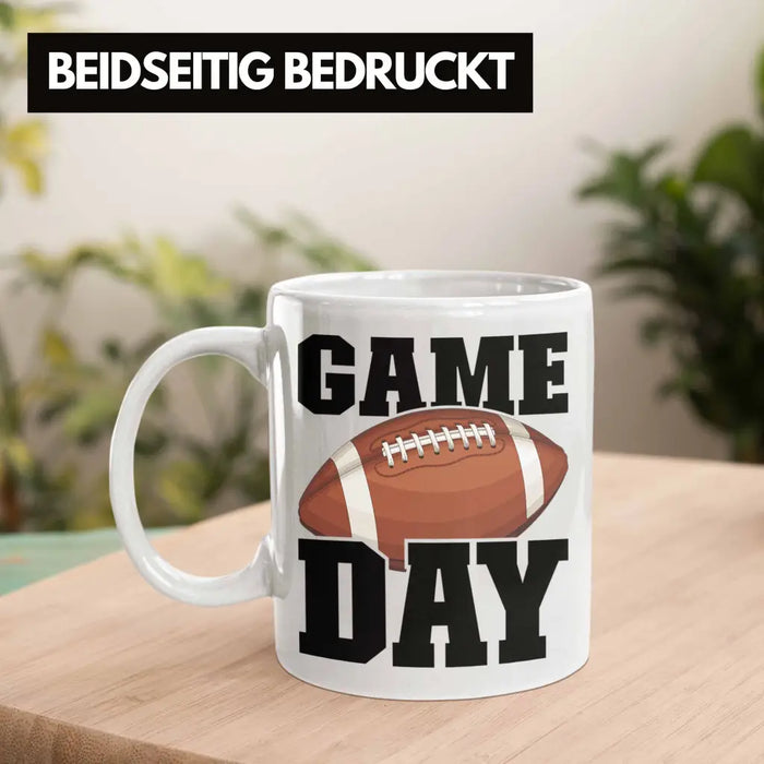 Trendation - American Football Tasse Geschenk Football-Spieler Geschenkidee Game Day Weiß Trendation