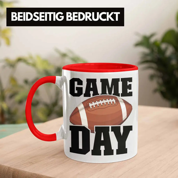 Trendation - American Football Tasse Geschenk Football-Spieler Geschenkidee Game Day Rot Trendation
