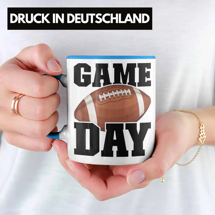 Trendation - American Football Tasse Geschenk Football-Spieler Geschenkidee Game Day Blau Trendation