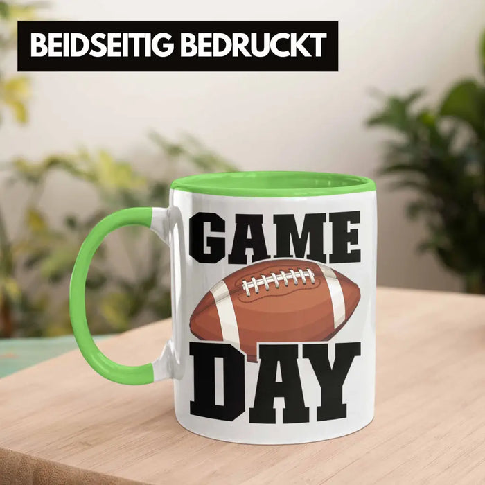 Trendation - American Football Tasse Geschenk Football-Spieler Geschenkidee Game Day Grün Trendation