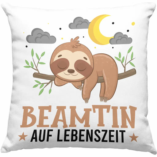 Trendation - Beamtin Auf Lebenszeit Kissen Geschenk Frauen Beamte Geschenkidee Dekokissen mit Füllung 40x40 Rosa Trendation