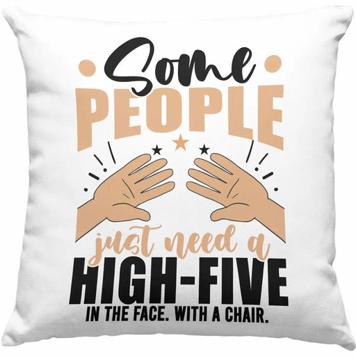 Trendation - High Five Ins Gesicht Kissen Geschenk Sarkasmus Ironie Erwachsener Humor Geschenkidee Dekokissen mit Füllung 40x40 Rosa Trendation