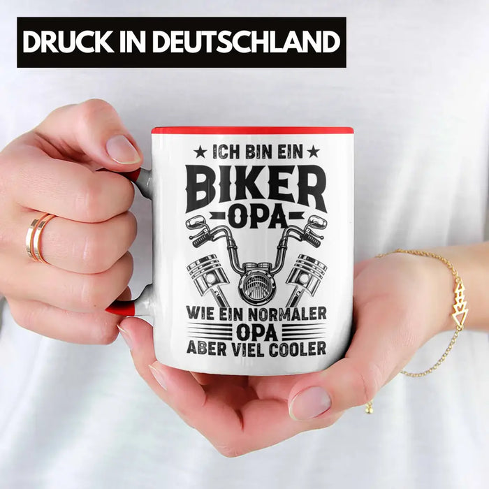 Trendation - Opa Motorrad Geschenk Tasse Opa Motorradfahrer Geschenkidee Vatertag Geburtstag Geschenkideee Biker Opa Rot Trendation