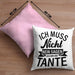 Trendation - Tante Ich Muss Nicht Nein Sagen Geschenk Kissen Geschenkidee Beste Tante Kaffeetasse Geschenk Lustig Dekokissen mit Füllung 40x40 Rosa Trendation