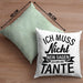 Trendation - Tante Ich Muss Nicht Nein Sagen Geschenk Kissen Geschenkidee Beste Tante Kaffeetasse Geschenk Lustig Dekokissen mit Füllung 40x40 Rosa Trendation