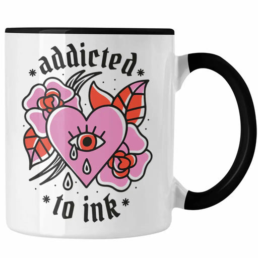 Tätowiererin Geschenk Tasse Addicted To Ink Geschenkidee für Frau Mädchen Tattoo Trendation