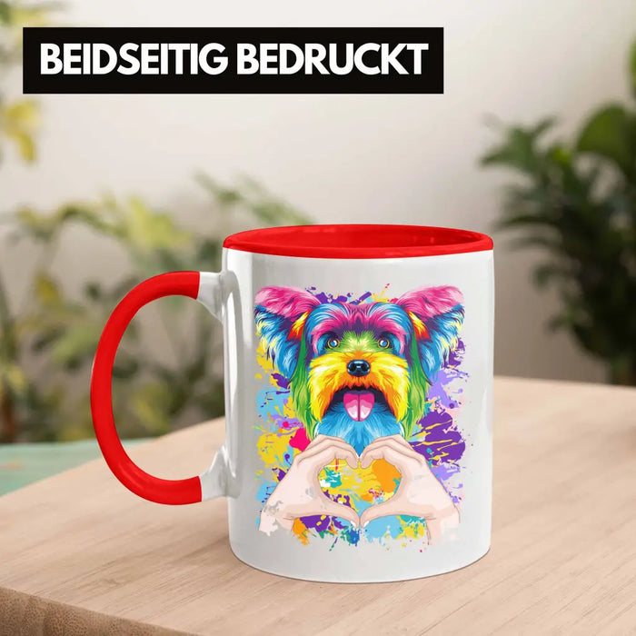 Yorkie Besitzer Farbe Love Tasse Geschenk Lustiger Spruch Geschenkidee Yorkie Besitzerin Rot Trendation