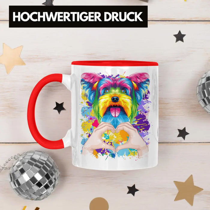 Yorkie Besitzer Farbe Love Tasse Geschenk Lustiger Spruch Geschenkidee Yorkie Besitzerin Rot Trendation