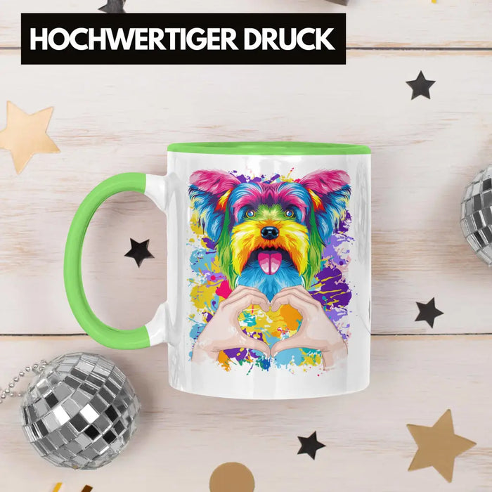 Yorkie Besitzer Farbe Love Tasse Geschenk Lustiger Spruch Geschenkidee Yorkie Besitzerin Grün Trendation
