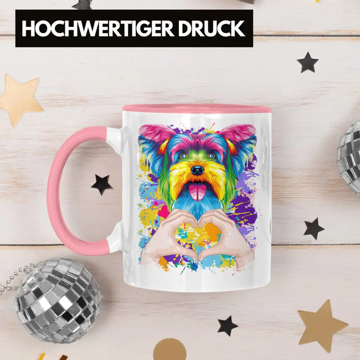Yorkie Besitzer Farbe Love Tasse Geschenk Lustiger Spruch Geschenkidee Yorkie Besitzerin Rosa Trendation