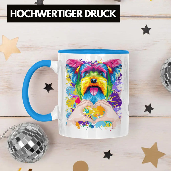 Yorkie Besitzer Farbe Love Tasse Geschenk Lustiger Spruch Geschenkidee Yorkie Besitzerin Blau Trendation