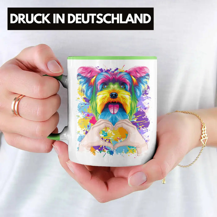 Yorkie Besitzer Farbe Love Tasse Geschenk Lustiger Spruch Geschenkidee Yorkie Besitzerin Grün Trendation