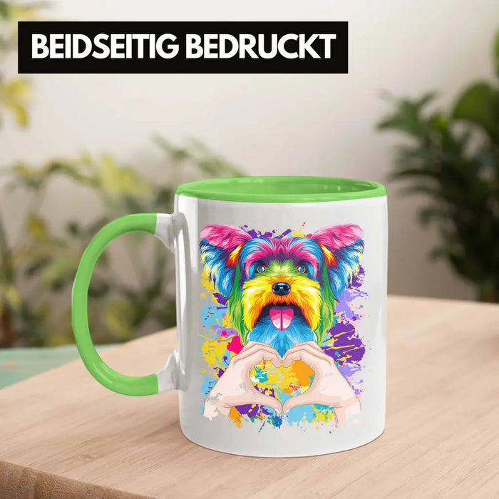 Yorkie Besitzer Farbe Love Tasse Geschenk Lustiger Spruch Geschenkidee Yorkie Besitzerin Grün Trendation
